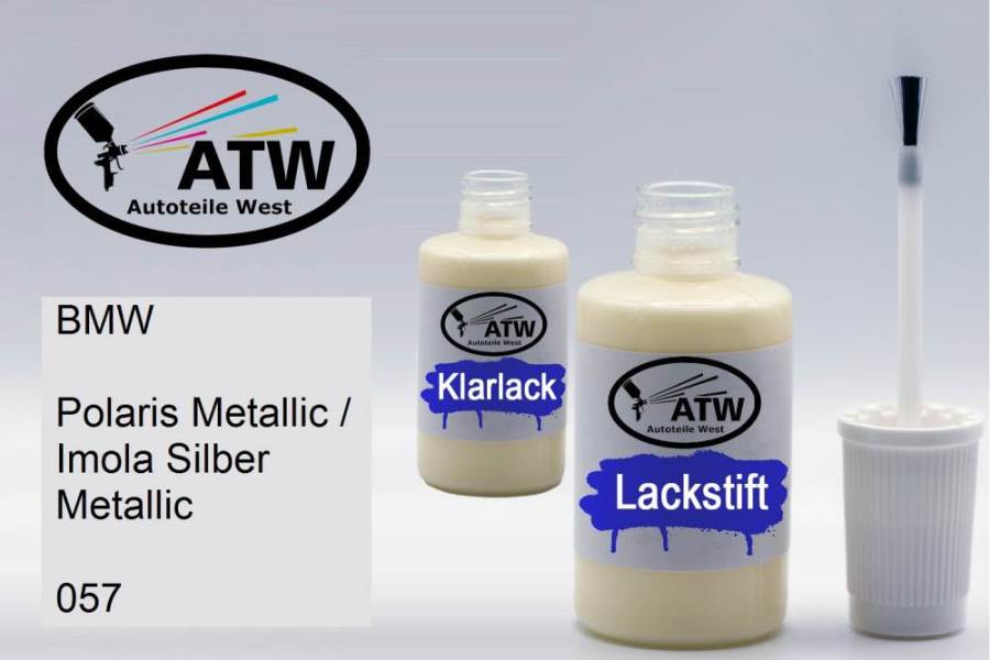 BMW, Polaris Metallic / Imola Silber Metallic, 057: 20ml Lackstift + 20ml Klarlack - Set, von ATW Autoteile West.